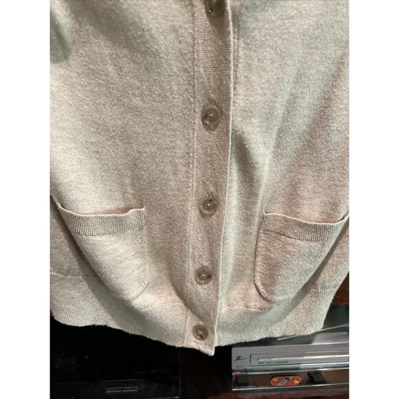 Loft Ivory Button Front V-Neck Cardigan, Size Small - Picture 3 of 4